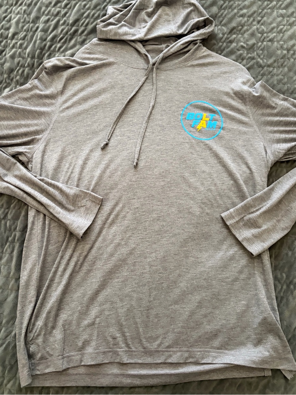 Sport-Tek Heather Gray Hooded Zip-Up Sweater with Blue & Yellow Logo
